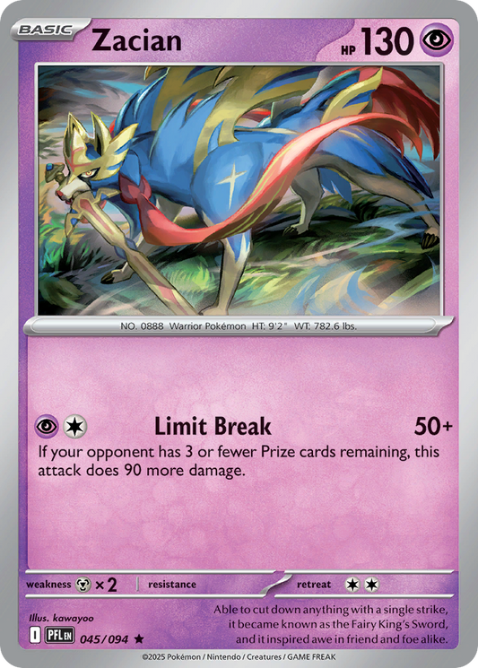 Zacian - 45/94 - Reverse Holofoil - NM - Rare - Phantasmal Flames