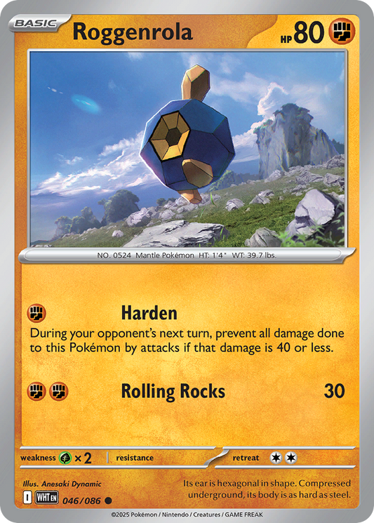 Roggenrola - 46/86 - Normal - NM - Common - White Flare