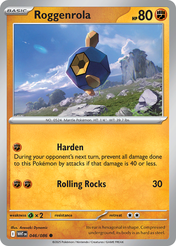 Roggenrola - 46/86 - Reverse Holofoil - NM - Common - White Flare