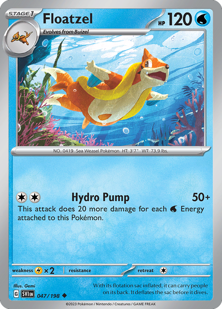 Floatzel - 47/198 - Normal - NM - Uncommon - Scarlet & Violet