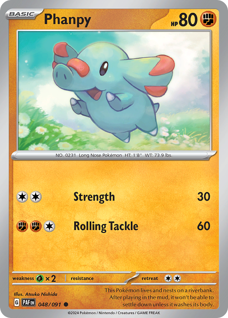 Phanpy - 48/91 - Reverse Holofoil - NM - Common - Paldean Fates
