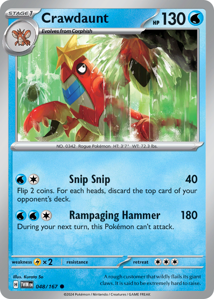 Crawdaunt - 48/167 - Normal - NM - Common - Twilight Masquerade