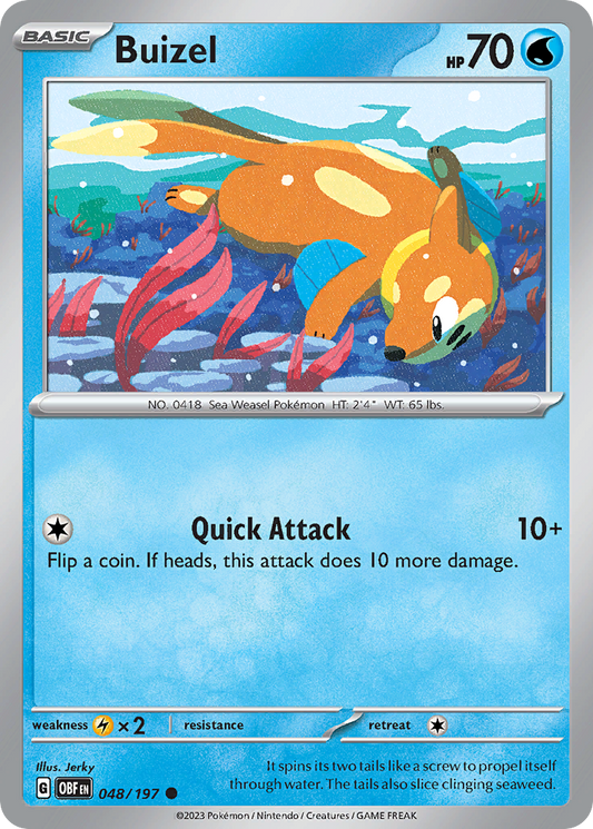 Buizel - 48/197 - Reverse Holofoil - NM - Common - Obsidian Flames