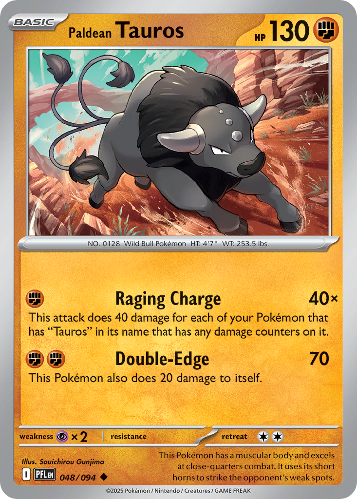 Paldean Tauros - 48/94 - Reverse Holofoil - NM - Uncommon - Phantasmal Flames