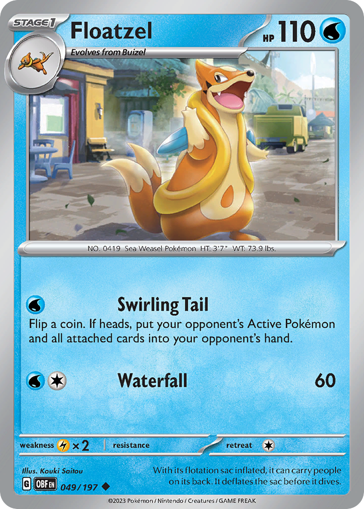 Floatzel - 49/197 - Normal - NM - Uncommon - Obsidian Flames