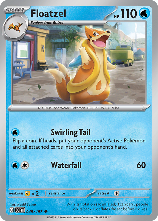 Floatzel - 49/197 - Normal - NM - Uncommon - Obsidian Flames