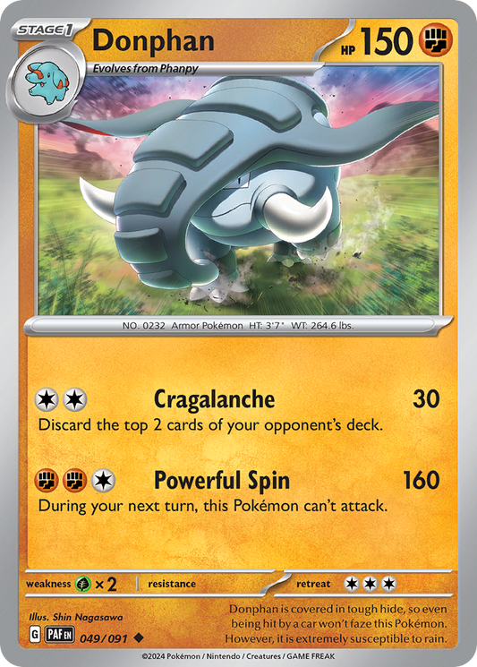 Donphan - 49/91 - Normal - NM - Uncommon - Paldean Fates