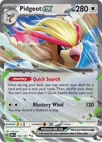 Pidgeot ex - 164/230 - Holofoil - NM - Double Rare - SV03: Obsidian Flames