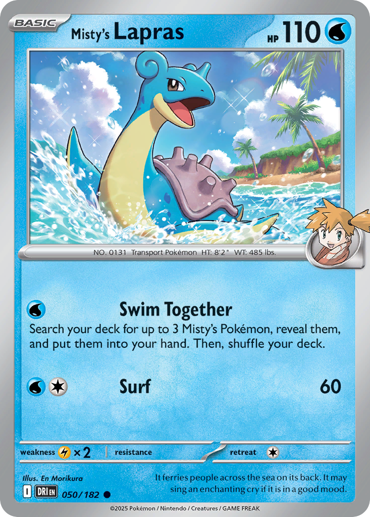 Misty's Lapras - 50/182 - Reverse Holofoil - NM - Common - Destined Rivals