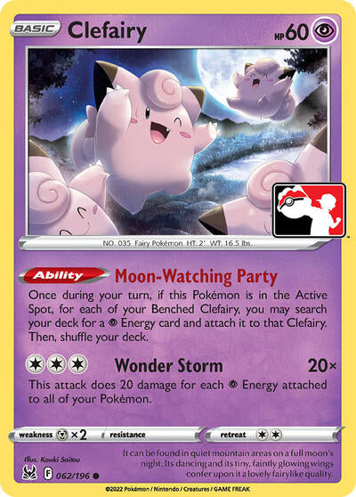 Clefairy - 062/196 - Holofoil - NM - Common - Prize Pack Series Three