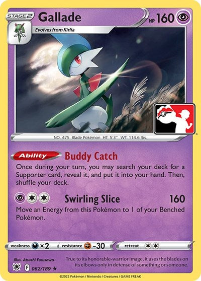 Gallade - 062/189 - Holofoil - NM - Rare - Prize Pack Series Three