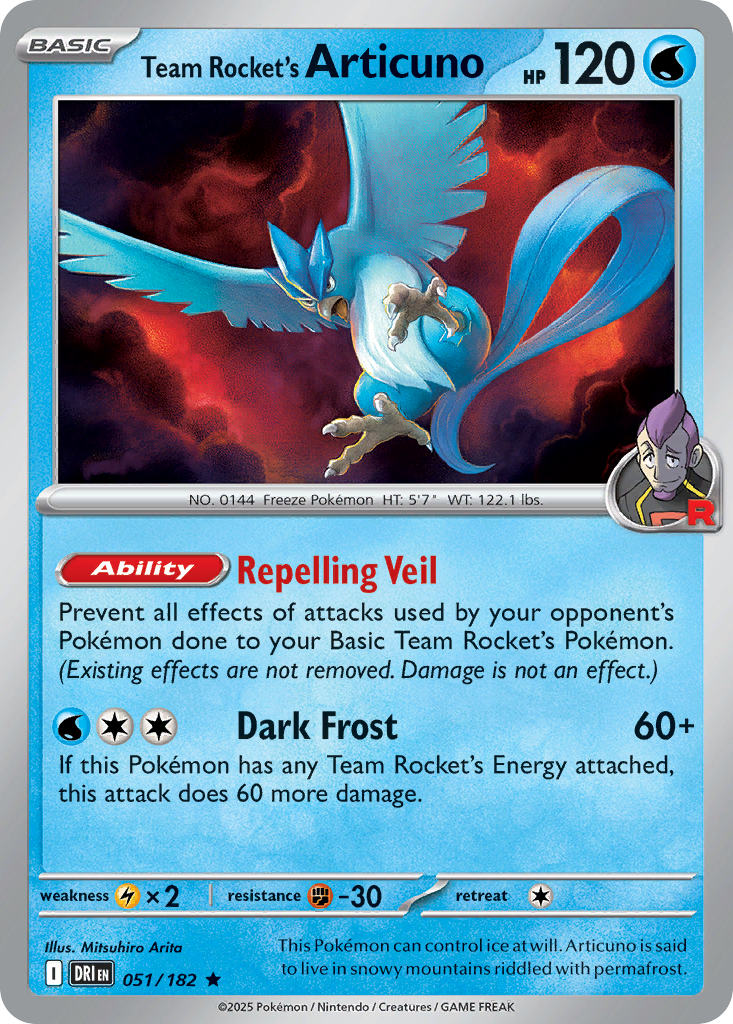 Team Rocket's Articuno - 51/182 - Holofoil - NM - Rare - Destined Rivals