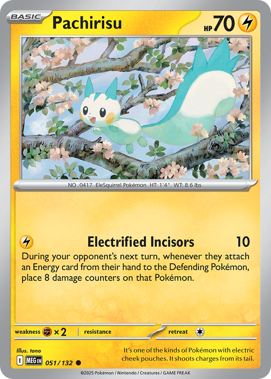 Pachirisu - 51/132 - Reverse Holofoil - NM - Common - Mega Evolution