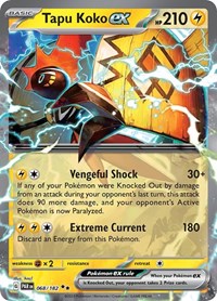 Tapu Koko ex - 068/182 - Holofoil - NM - Double Rare - SV04: Paradox Rift