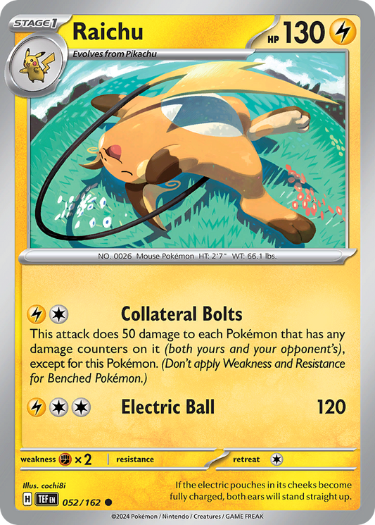Raichu - 52/162 - Reverse Holofoil - NM - Common - Temporal Forces