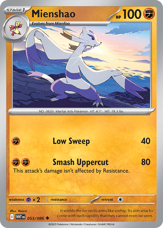 Mienshao - 53/86 - Normal - NM - Uncommon - White Flare