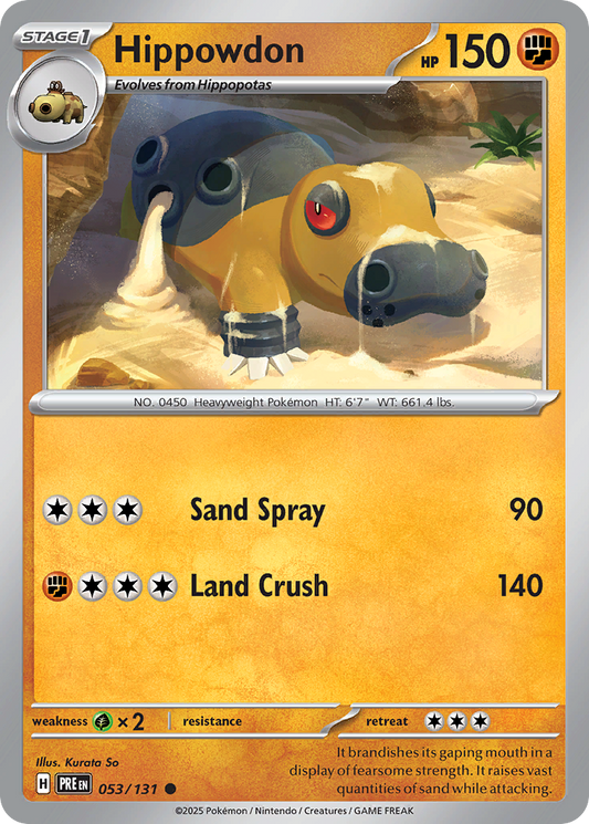 Hippowdon - 53/131 - Reverse Holofoil - NM - Common - Prismatic Evolutions