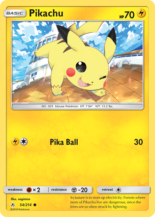 Pikachu - 54/214 - Normal - NM - Common - Unbroken Bonds