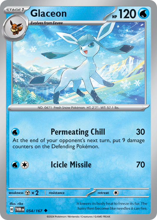 Glaceon - 54/167 - Normal - NM - Uncommon - Twilight Masquerade