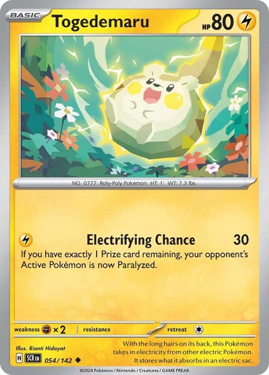 Togedemaru - 54/142 - Reverse Holofoil - NM - Uncommon - Stellar Crown
