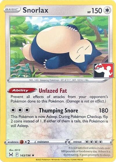 Snorlax - 143 - Holofoil - NM - Rare - Prize Pack Series One