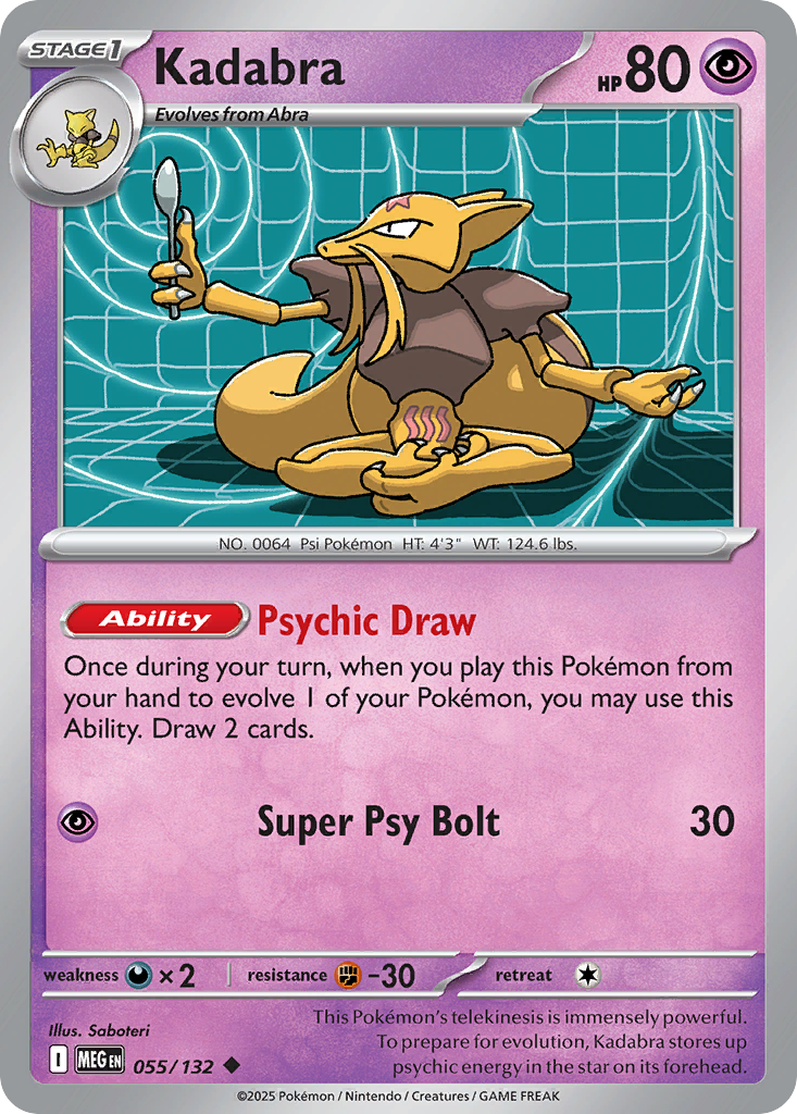 Kadabra - 55/132 - Reverse Holofoil - NM - Uncommon - Mega Evolution