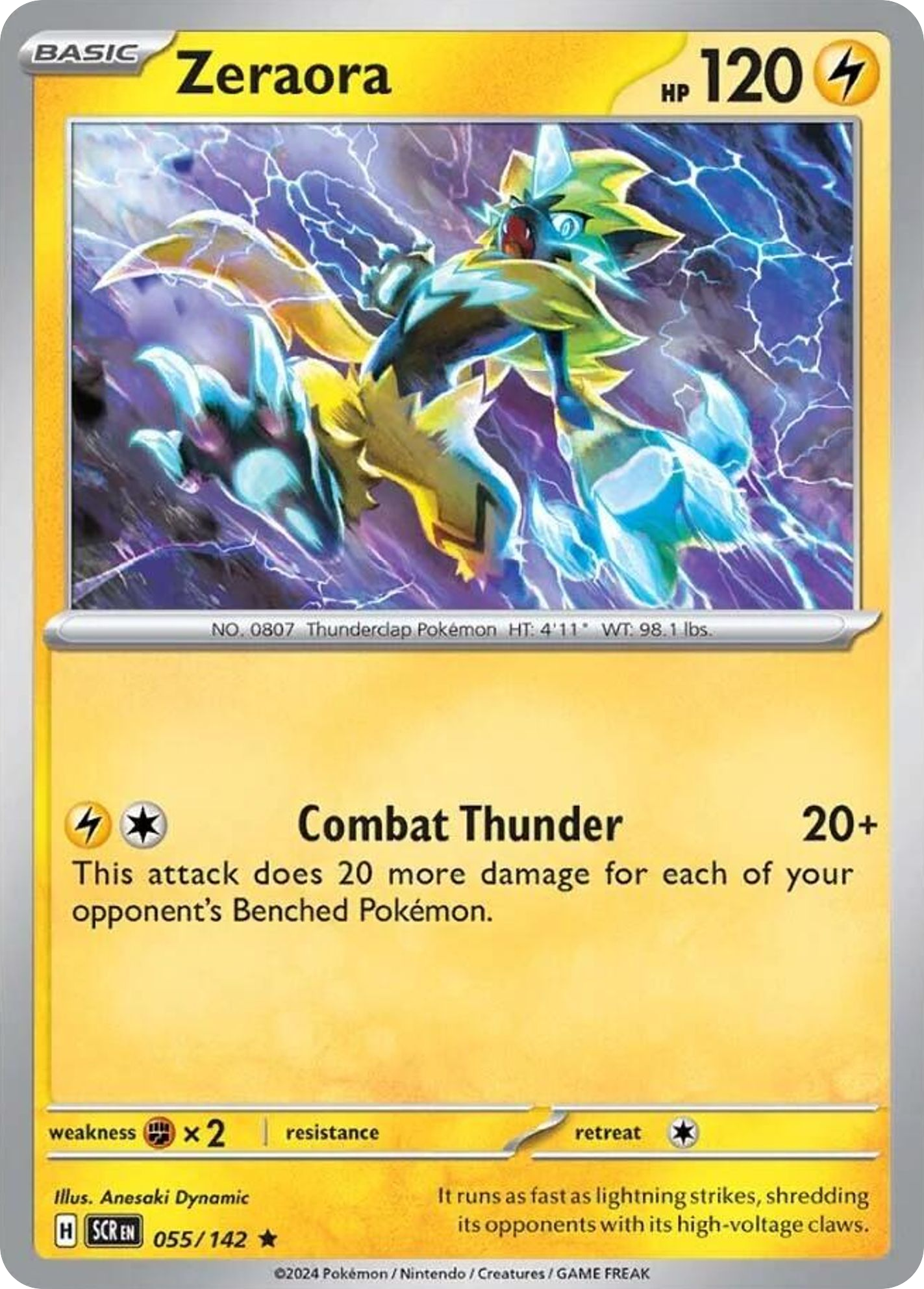 Zeraora - 55/142 - Holofoil - NM - Rare - Stellar Crown