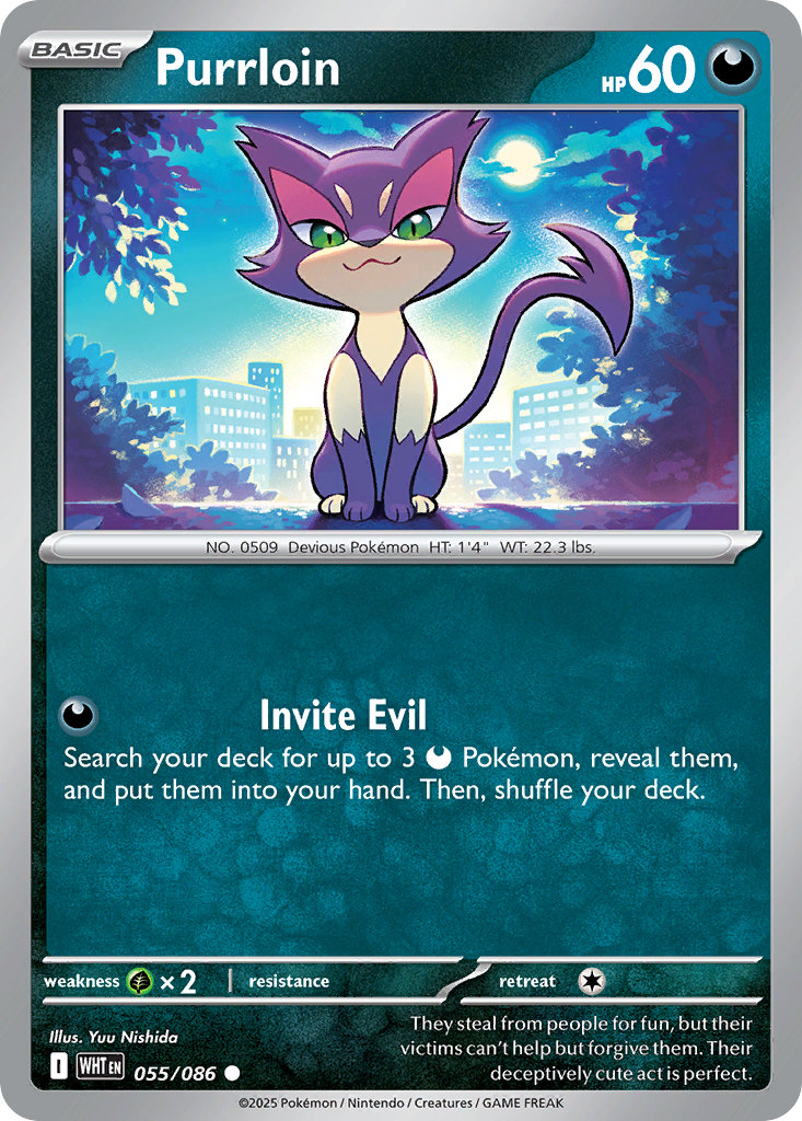 Purrloin - 55/86 - Normal - NM - Common - White Flare