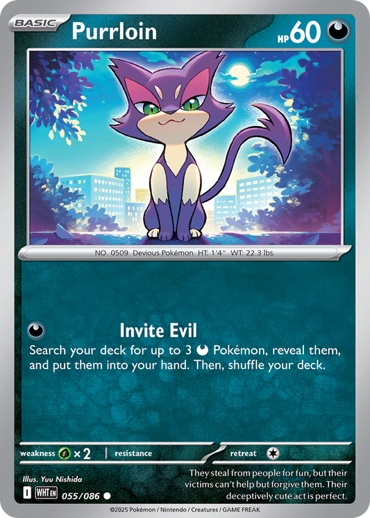 Purrloin - 55/86 - Reverse Holofoil - NM - Common - White Flare
