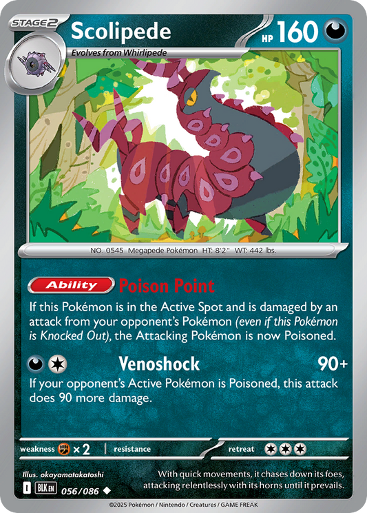 Scolipede - 56/86 - Reverse Holofoil - NM - Uncommon - Black Bolt