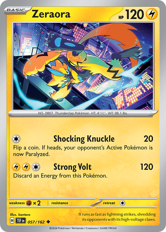Zeraora - 57/162 - Normal - NM - Uncommon - Temporal Forces