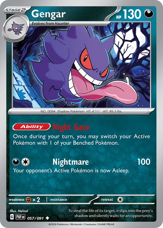 Gengar - 57/91 - Normal - NM - Uncommon - Paldean Fates