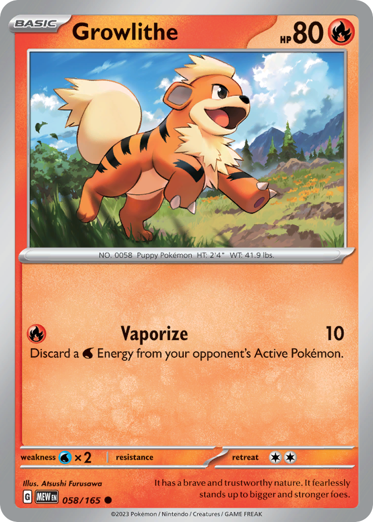 Growlithe - 58/165 - Reverse Holofoil - NM - Common - 151