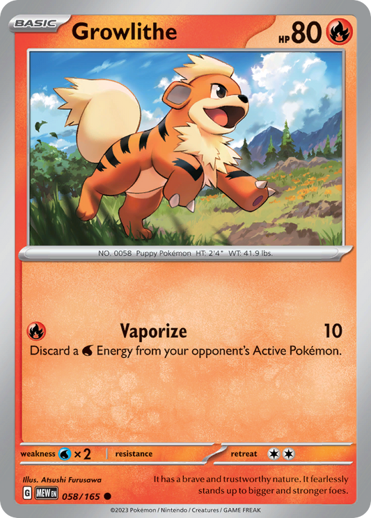 Growlithe - 58/165 - Reverse Holofoil - NM - Common - 151