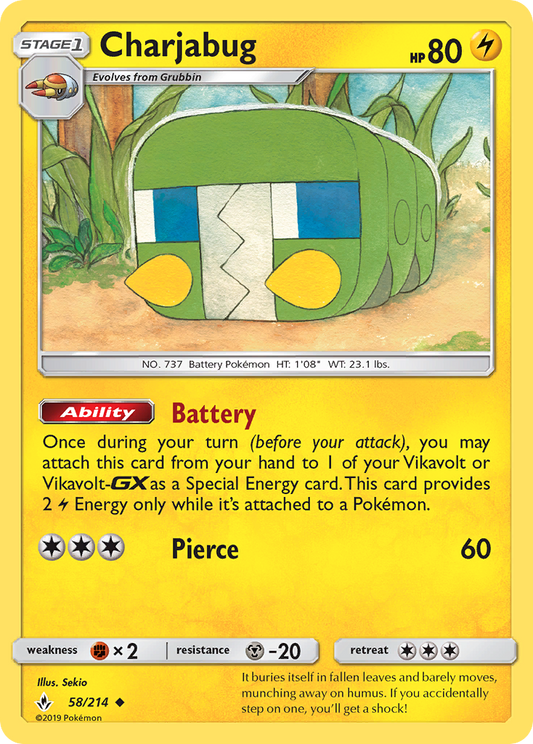 Charjabug - 58/214 - Normal - NM - Uncommon - Unbroken Bonds