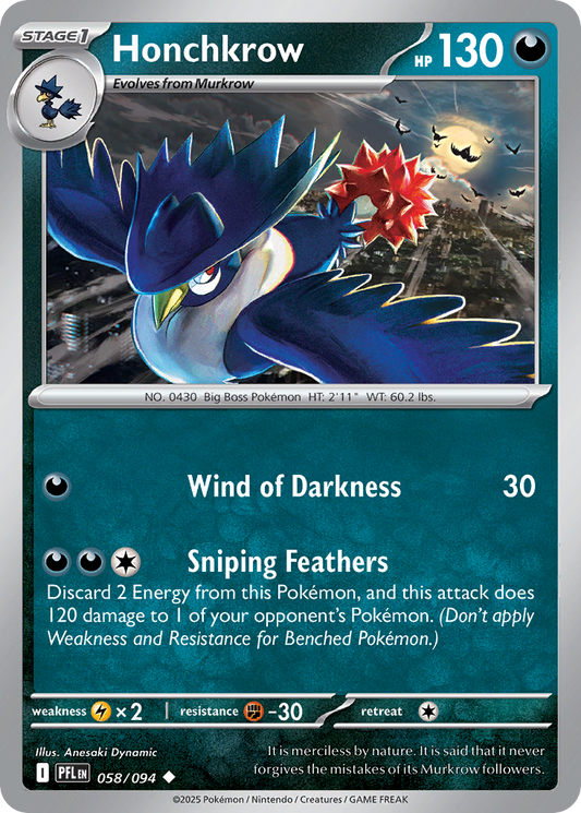 Honchkrow - 58/94 - Normal - NM - Uncommon - Phantasmal Flames