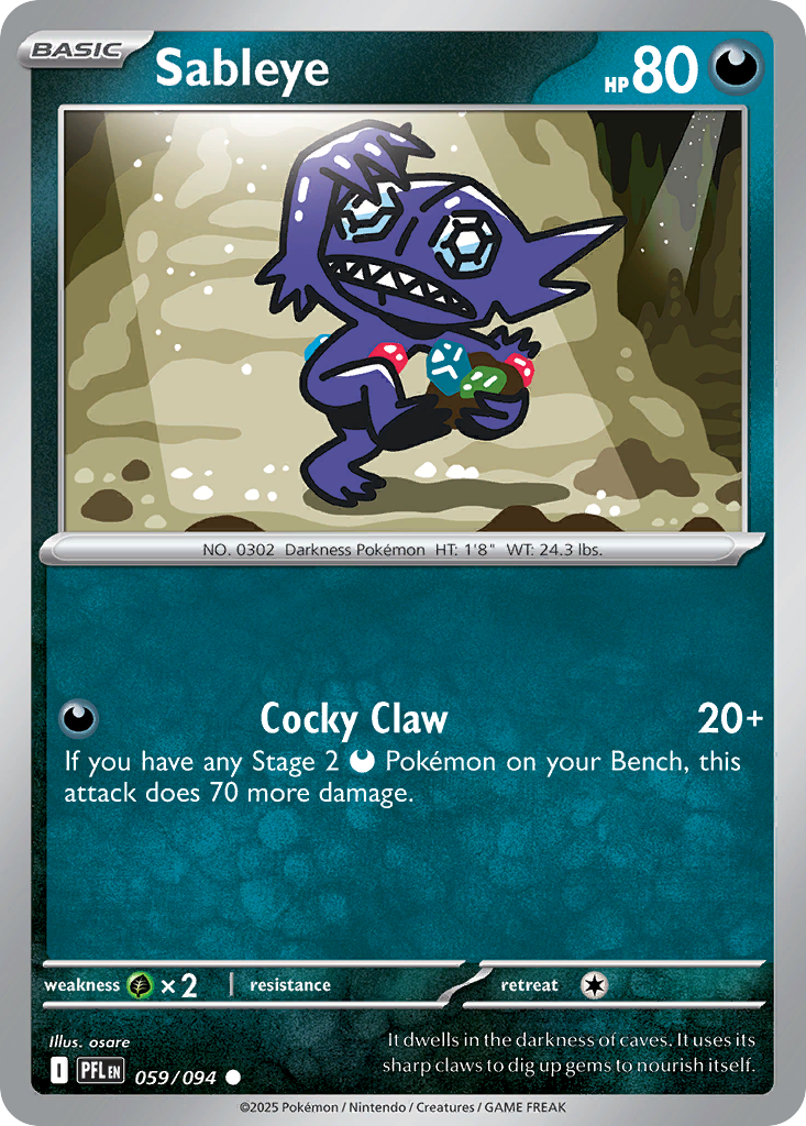 Sableye - 59/94 - Reverse Holofoil - NM - Common - Phantasmal Flames