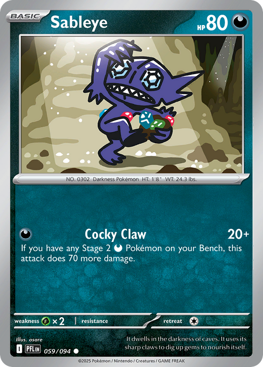Sableye - 59/94 - Reverse Holofoil - NM - Common - Phantasmal Flames