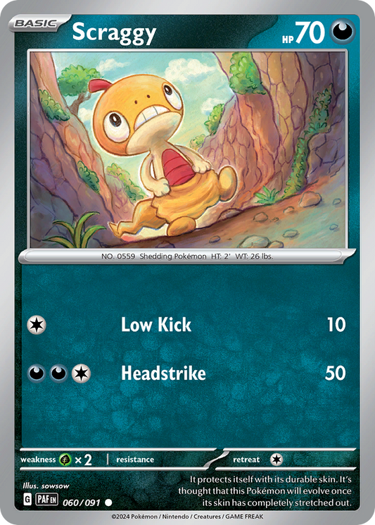 Scraggy - 60/91 - Normal - NM - Common - Paldean Fates