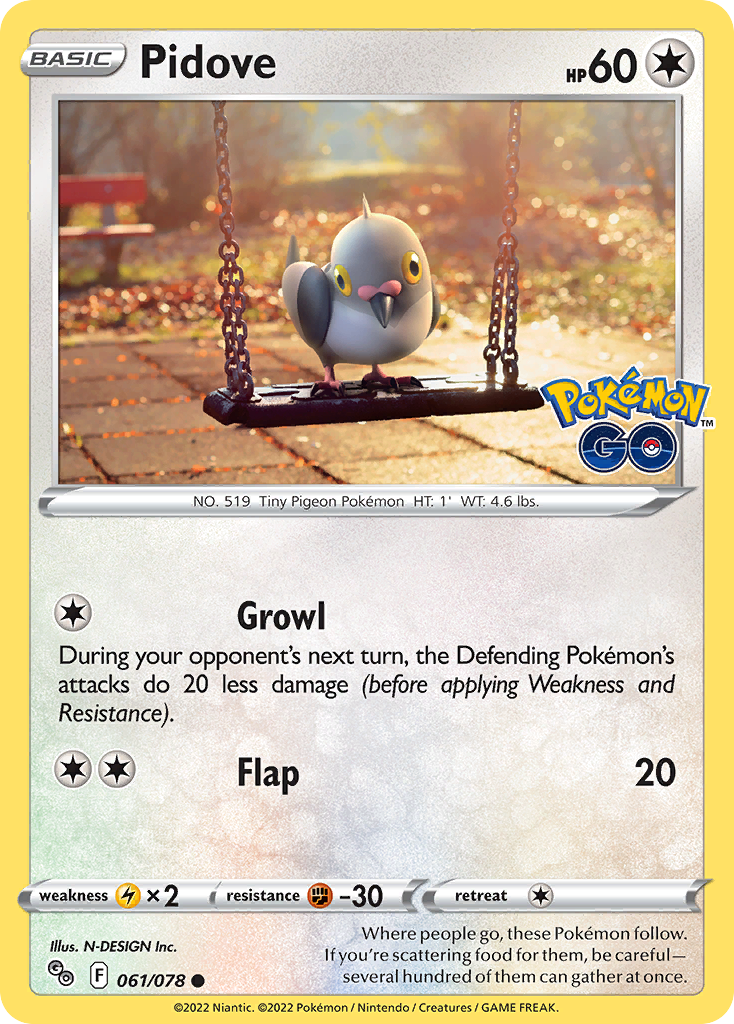 Pidove - 61/78 - Normal - NM - Common - Pokémon GO
