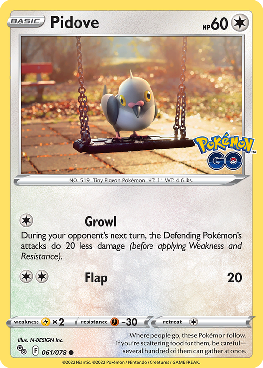 Pidove - 61/78 - Normal - NM - Common - Pokémon GO