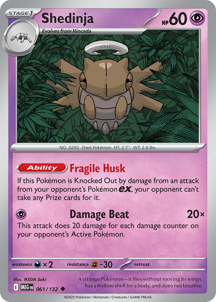 Shedinja - 61/132 - Reverse Holofoil - NM - Uncommon - Mega Evolution