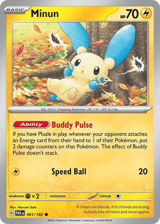 Minun - 61/182 - Reverse Holofoil - NM - Common - Paradox Rift