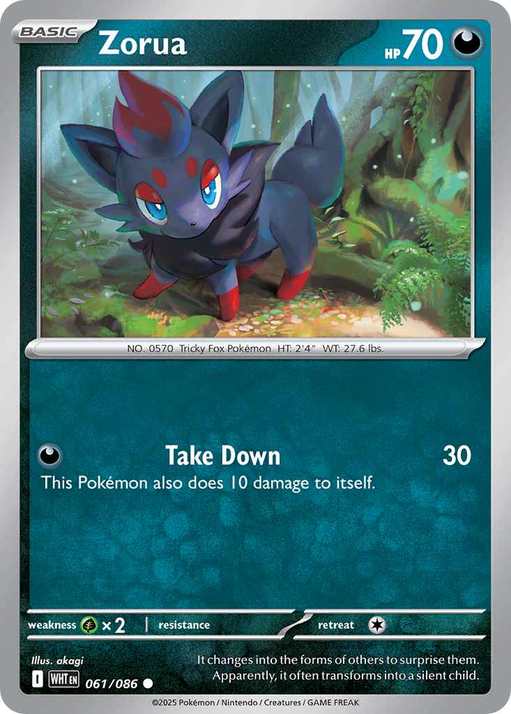Zorua - 61/86 - Reverse Holofoil - NM - Common - White Flare