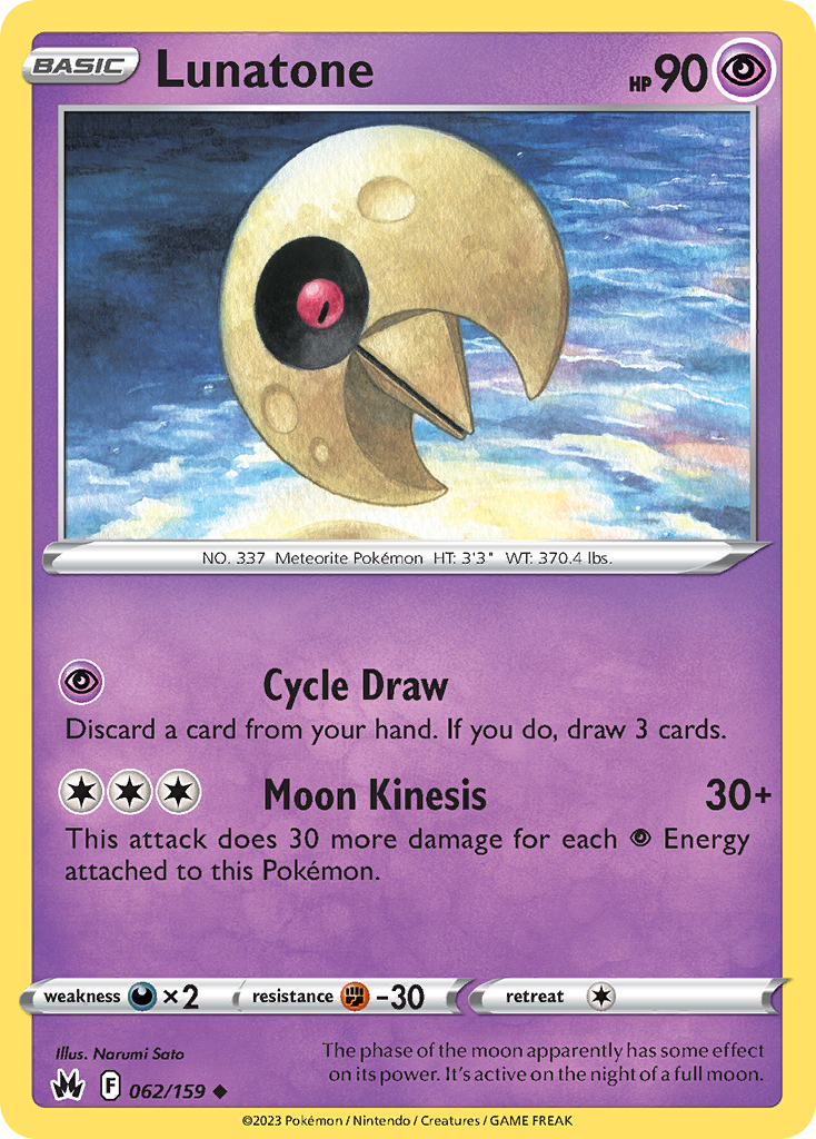 Lunatone - 62/159 - Normal - NM - Uncommon - Crown Zenith