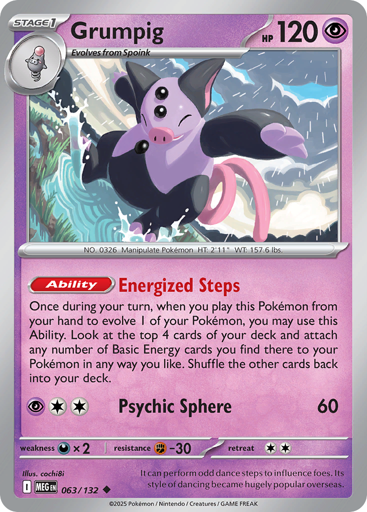 Grumpig - 63/132 - Reverse Holofoil - NM - Uncommon - Mega Evolution
