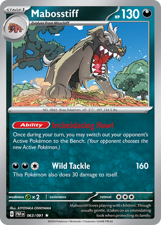 Mabosstiff - 63/91 - Reverse Holofoil - NM - Rare - Paldean Fates