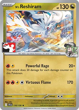 N's Reshiram - 116/159 - Holofoil - NM - Rare - Prize Pack Series One