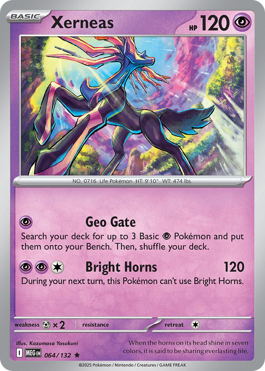 Xerneas - 64/132 - Holofoil - NM - Rare - Mega Evolution