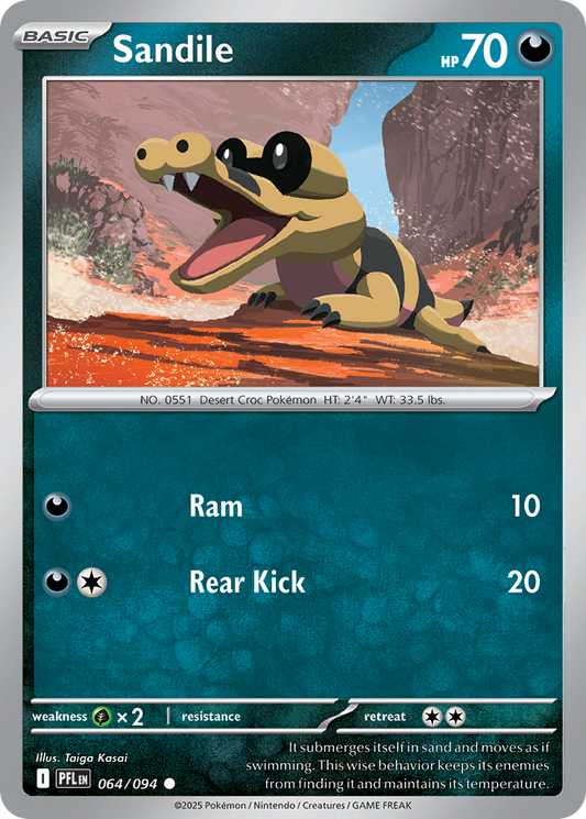 Sandile - 64/94 - Reverse Holofoil - NM - Common - Phantasmal Flames